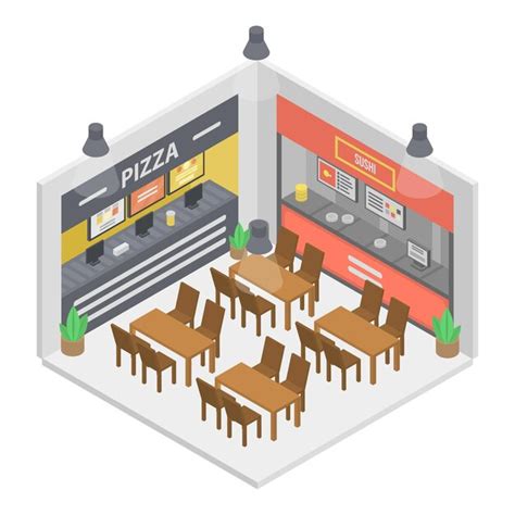 Premium Vector Fast Food Restaurant Room Icon Isometric Of Fast Food