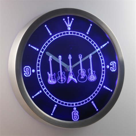 Guitars 1 LED Neon Wall Clock | SafeSpecial