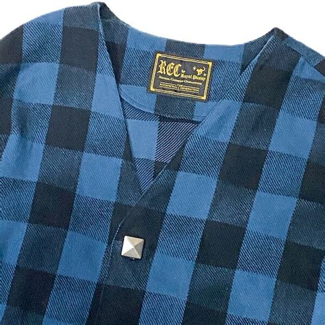 楽天市場 OFF SALEREC by Royal Pussy レック バイ ロイヤルプッシーBLOCK CHECK ROBE JAKCETブロックチェックノーカラー