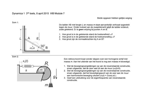 Tentamen April Vragen En Antwoorden Dynamica De Toets