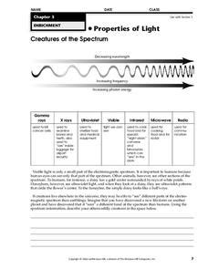 Properties of Light Worksheet for 9th - Higher Ed | Lesson Planet ...