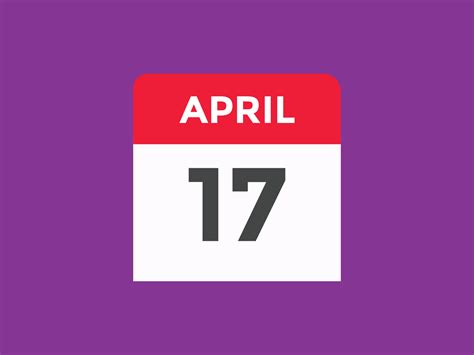 april 17 calendar reminder. 17th april daily calendar icon template ...