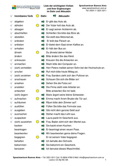 Verben Mit Dativ Und Akkusativ Pdf Artofit