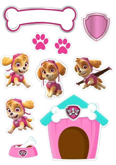 The Paw Patrol Wall Decals Are Pink D1D em 2024 Decoração infantil