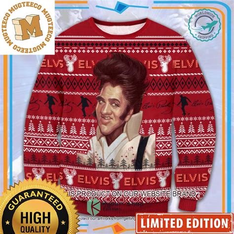 Elvis Presley Funny Face Xmas Gifts 2023 Ugly Christmas Sweater - Mugteeco