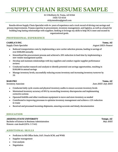 5 Supply Chain Resume Examples And Template For 2025