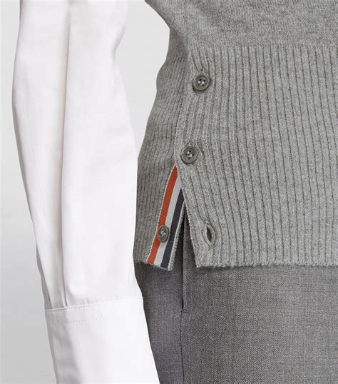 Womens Thom Browne Grey Cashmere Bar Sweater Vest Harrods Uk