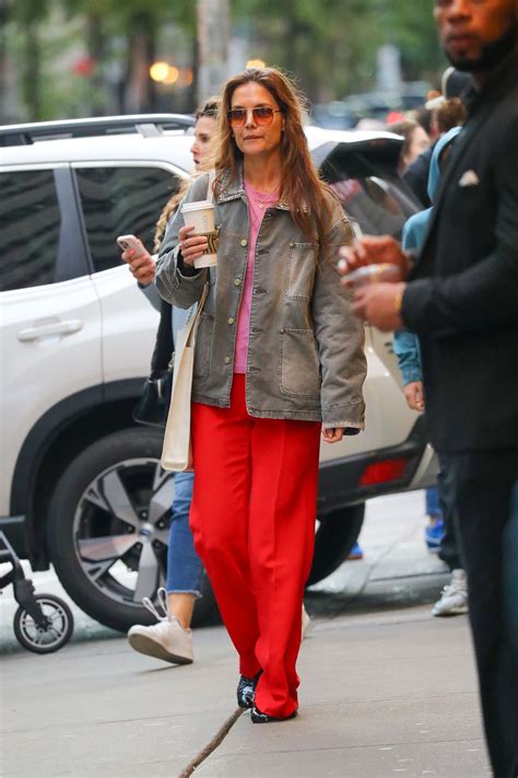 Katie Holmes In Red Hot Coffee Mode CelebMafia