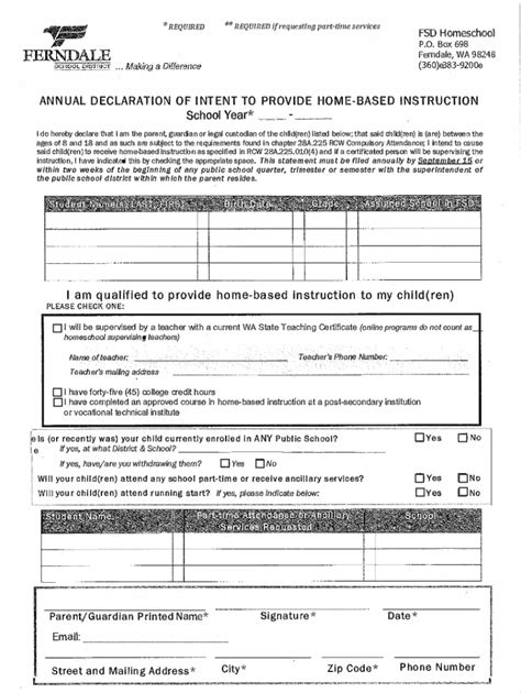 Fillable Online Intent To Homeschool Fillable Pdf Fax Email Print