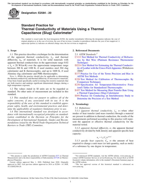 Astm E Standard Practice For Thermal Conductivity Of Materials