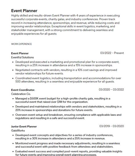 4 Event Planner Resume Examples With Guidance