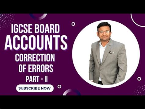 Accounting For Igcse Part Correction Of Errors Undercast And