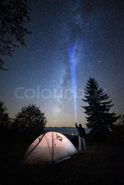 Epic view of the starry sky from the mountain camping | Stock image | Colourbox