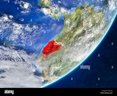 Ecuador On Model Of Planet Earth With Country Borders And Very Detailed