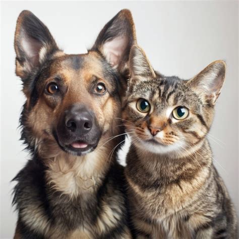 Perro Y Gato Sentados Juntos Foto Premium