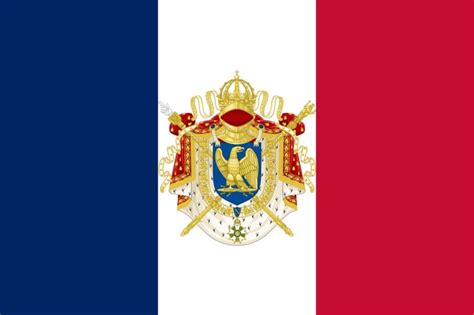 The flag of the First French Empire with the Imperial Coat of arms : r ...