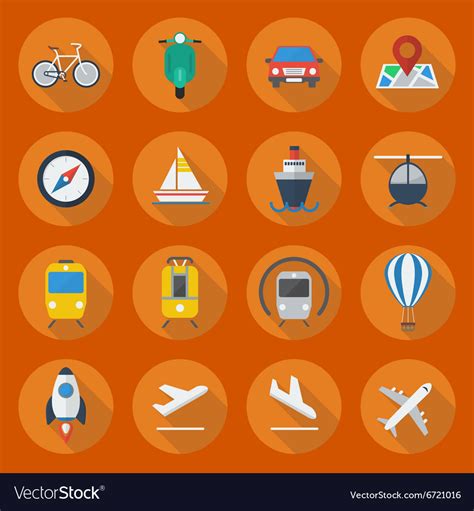 Transportation Flat Icon Set Royalty Free Vector Image