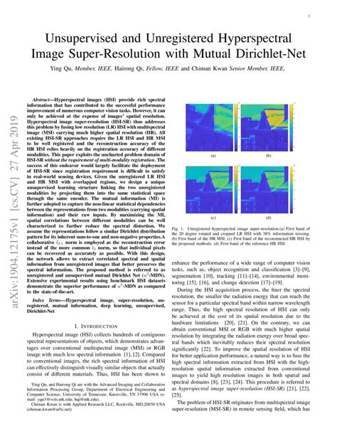 Unsupervised and Unregistered Hyperspectral Image Super-Resolution with ...