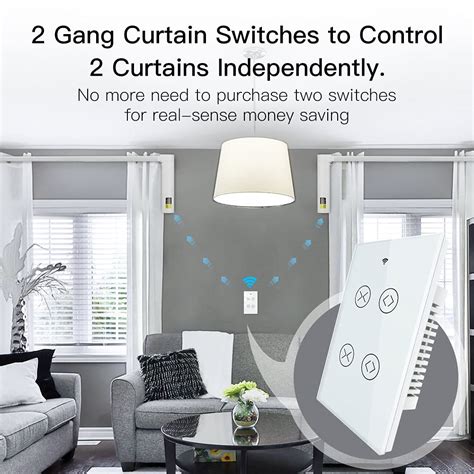 Moes Smart Wifi Rf Gang Interruptor T Ctil Ciego De Doble Cortina