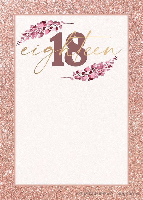 Rose Gold Glitter Birthday Invitation Templates Glitter