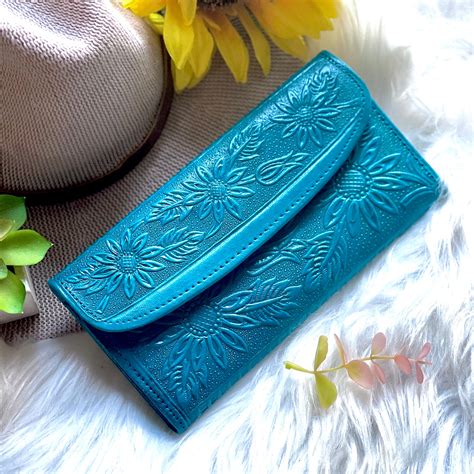 Handmade Sunflowers Leather Wallets Personalized Gifts Wallet Women