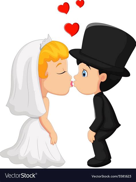 Cartoon Bride And Groom Kissing