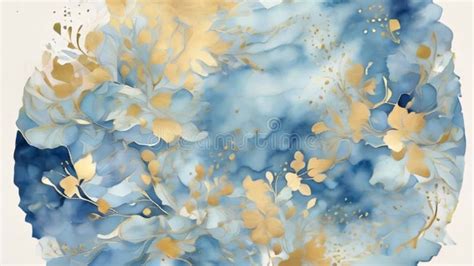 Gentle Blue Gold Pastel Watercolor Background Motion Stock Video