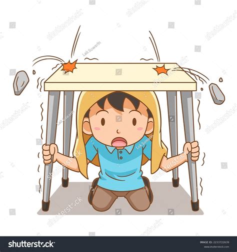 Cartoon Boy Hiding Under Desk Stock Vector (Royalty Free) 2233722639