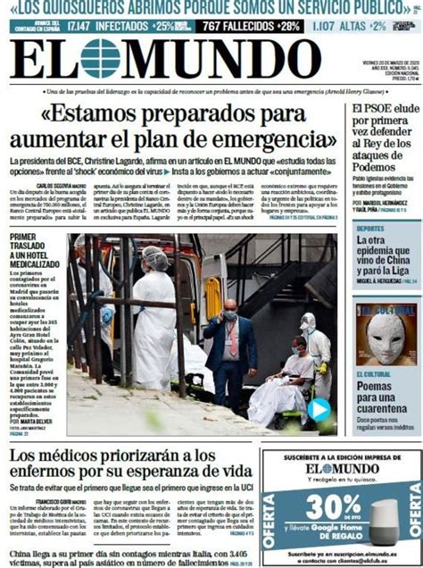 Prensa Hoy Portadas De Los Periódicos Del 20 De Marzo Del 2020