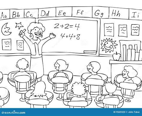 Math Teacher - Black and White Stock Vector - Illustration of classroom ...