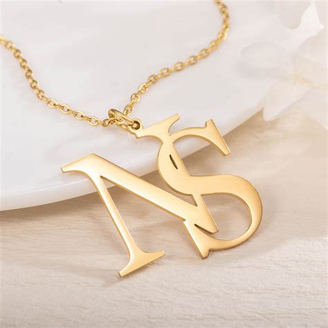 Custom Dainty Two Initials Necklace Minimalist Double Letters