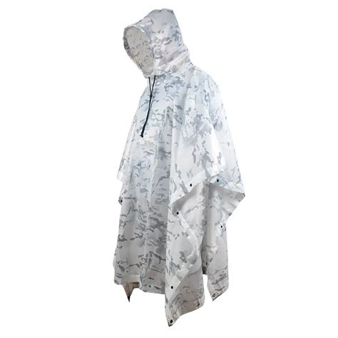 Outdoor Hooded Breathable Rainwear Camo Poncho Army Tactical Raincoat