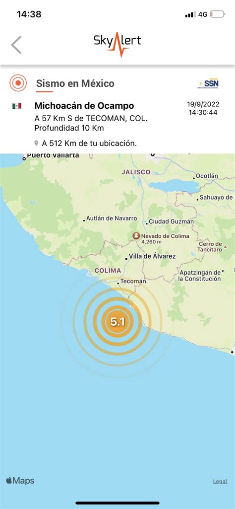 SkyAlert on Twitter Preliminar 5 1 al sur de Tecomán Colima La