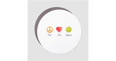 Peace Love Happiness Symbols Car Magnet | Zazzle