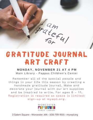 Gratitude Journal Art Craft - Downtown Worcester