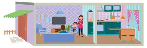 One cut cartoon house and children 29880207 Vector Art at Vecteezy