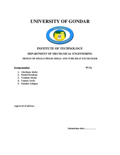 Doc University Of Gondar Institute Of Technology Department Of