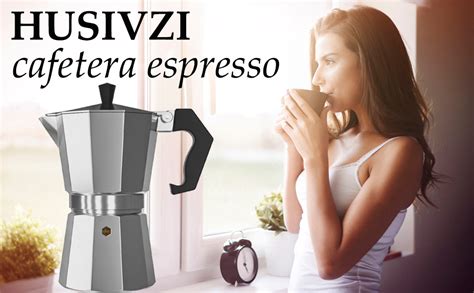 HUSIVZI Cafetera clásica para espresso y café en estufa Moka Pot de 6