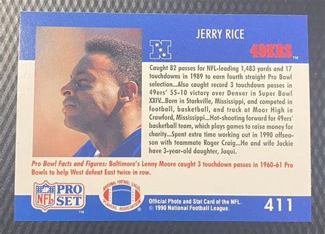 Jerry Rice Nfl Pro Set Sports Card San Francisco Ers Hof Wr