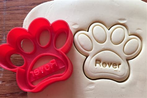 Personalized Paw Print Dog Treat Cookie Cutter With Name Etsy