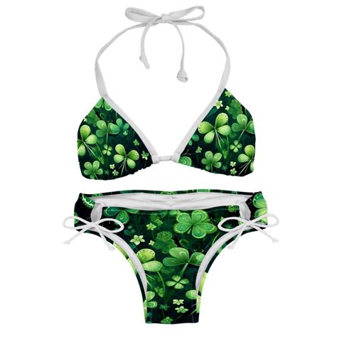 Saint Patrick S Day Swim Wear Bikini Set With Detachable Sponge Adjustable Strap Two Pack For