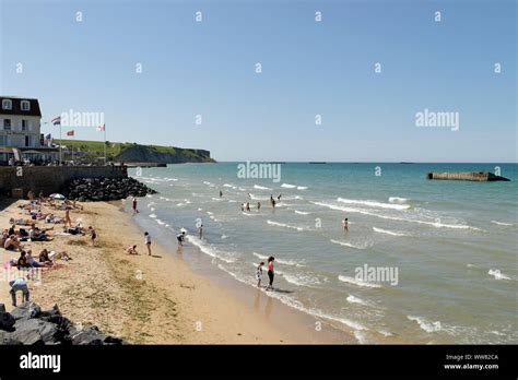 Beach section Gold Beach, Arromanches-les-Bains, Calvados, Basse-Normandie, English Channel ...