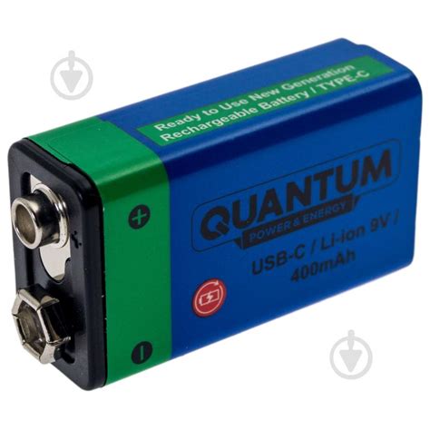 ᐉ Аккумулятор Quantum USB Li-ion 9V, 400mAh +Type-C кабель крона 1 шт ...