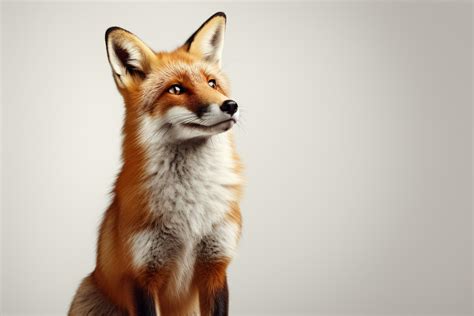 Red Fox Sitting On White Background Side View 3D Illustration Ai