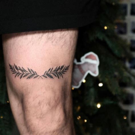 Laurel Wreath Tattoo Located On The Thigh