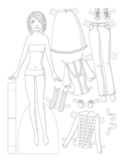 Paper Doll School Fashion Friday Black And White Set 2 Paper Dolls