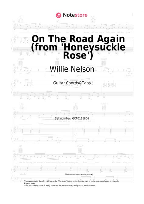 Willie Nelson On The Road Again From Honeysuckle Rose Sheet Music