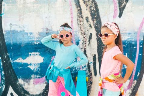 Colorful Children with Skateboards Stock Image - Image of fashion ...