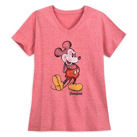 Mickey Mouse Heathered V Neck T Shirt For Women Disneyland Red Is