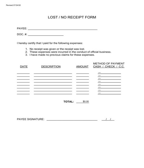 Free 7 Lost Receipt Forms In Ms Word Pdf Excel Free 3 Generic Lost